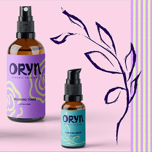 Oryn skincare label designs with modern feminine brand identity Oryn skincare label designs with modern feminine brand identity