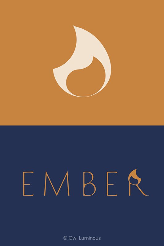Ember wordmark and brand mark in gold and navy colour palette