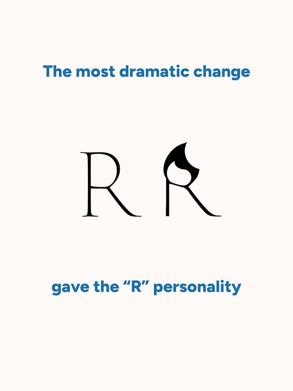 dramatic customisation of the letter R for the Ember wordmark