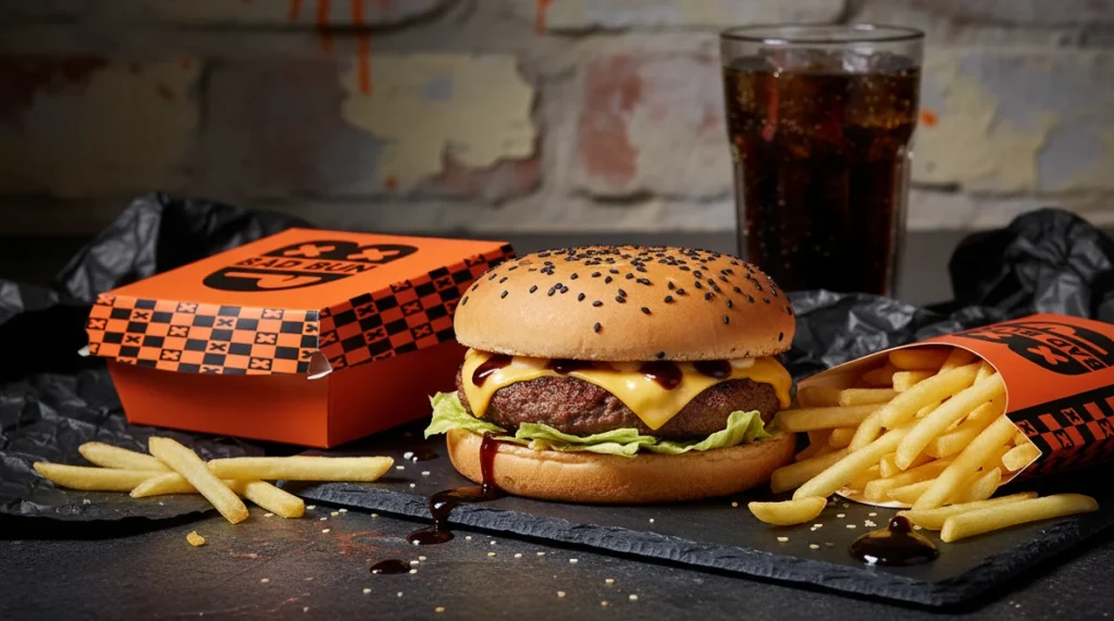 visual identity case study of Bad Bun gourmet burger brand designed by Owl Luminous